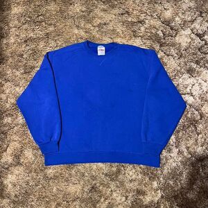 Vintage Jerzees Premium Fit Blank Crewneck Sweatshirt Blue Large